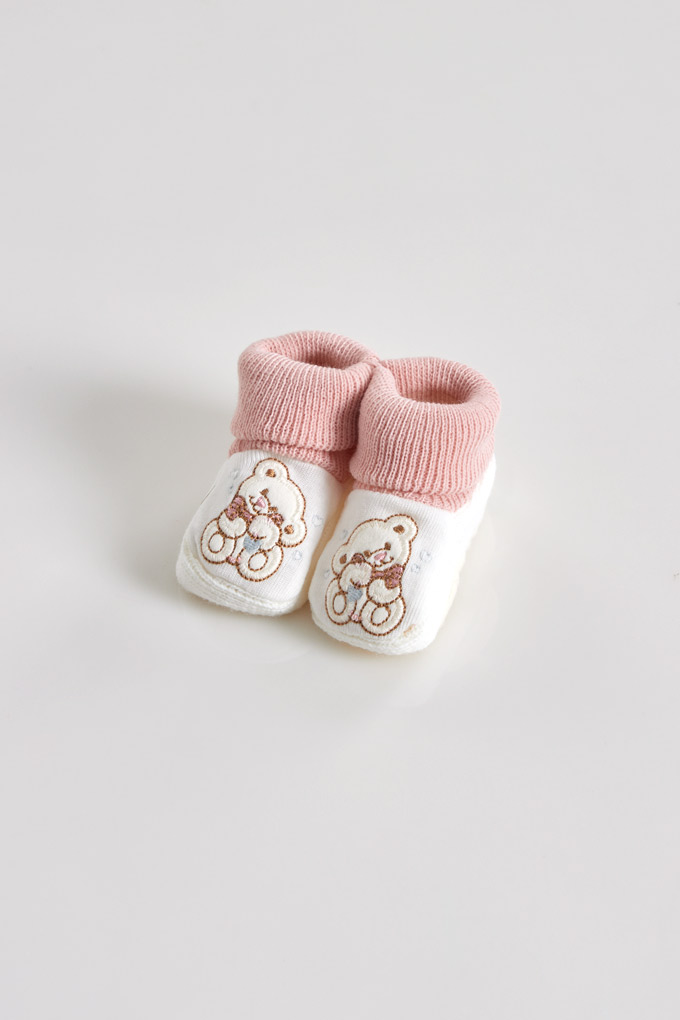 Baby Bear Embroidered Baby Booties