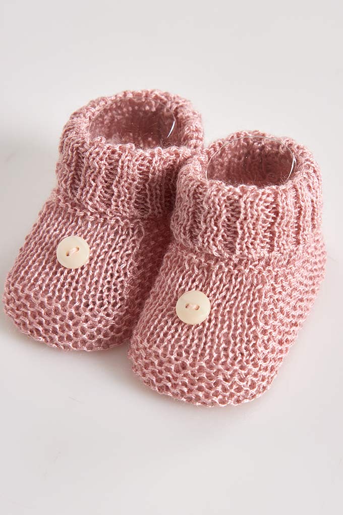 Knitted Baby Booties w/ Button