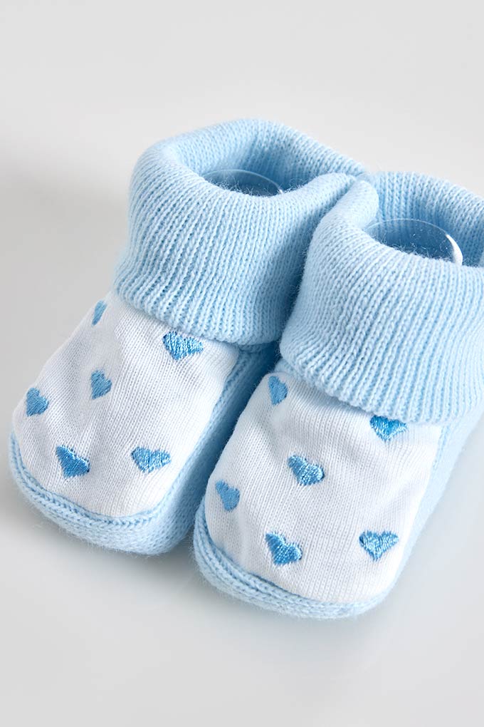 Hearts Embroidered Baby Booties