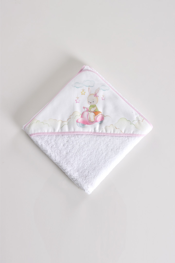 Bunny on the Motorcycle Printed Baby Towel