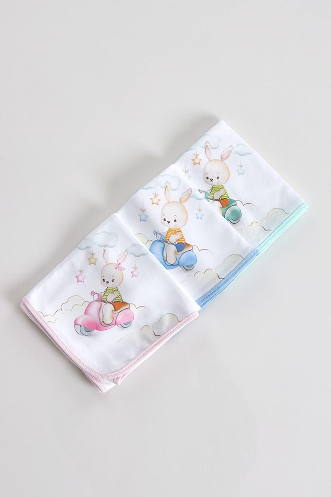 Bunny on the Motorcycle Printed Burp Cloth
