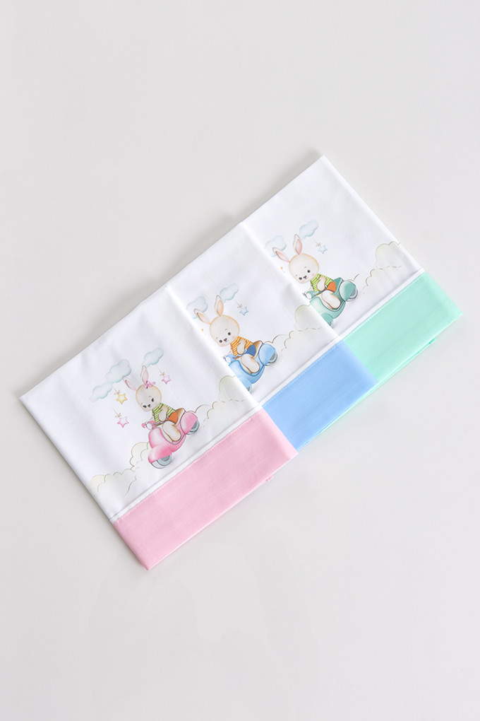 Rabbit on the Motorcycle Newborn Cotton Baby Carry Cot Set