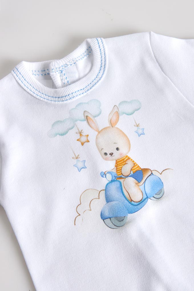 Bunny on the Motorcycle 5 Pieces Cotton Newborn Baby Set