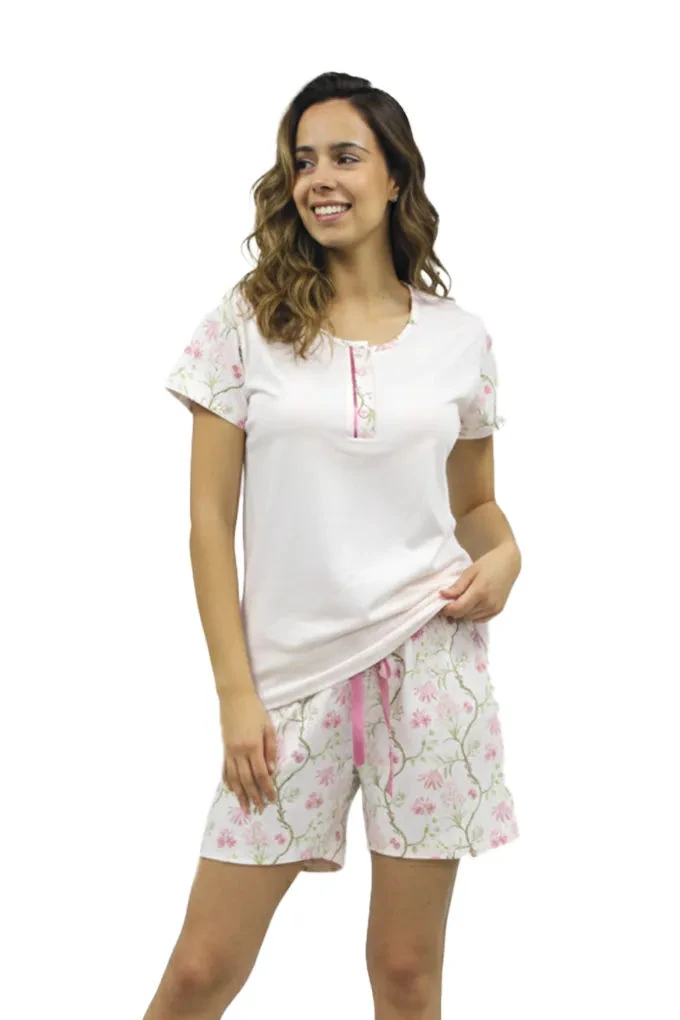 MS1508 Flowers Woman Printed Short Sleeve Pyjama Set