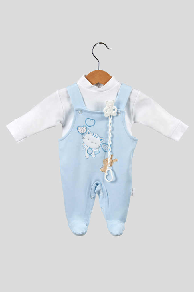 Little Friends Baby Embroidered Romper w/ Pacifier-Holder