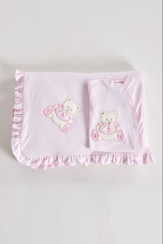 Bow Bear Baby Set Blanket + Babygrow