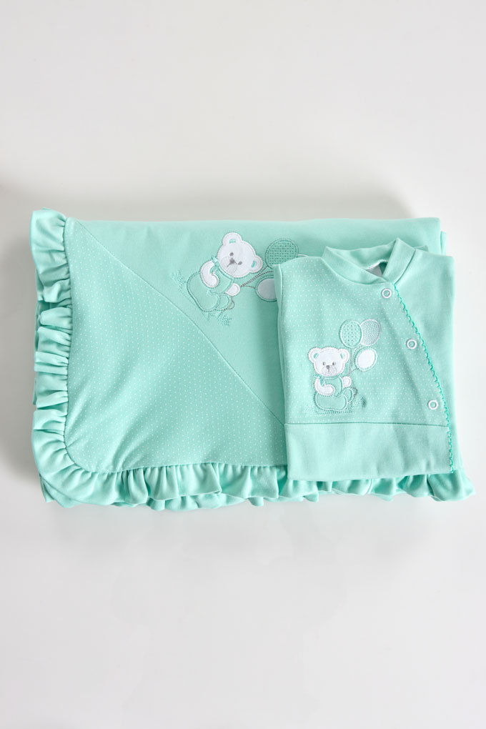 Dots Bear Baby Set Blanket + Babygrow