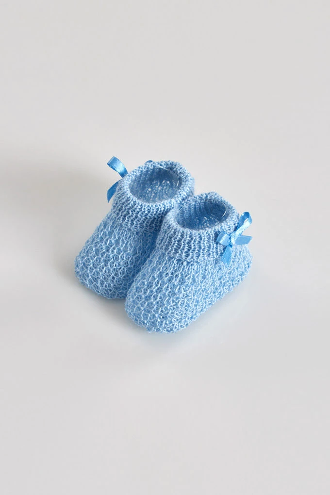 Baby Perle Knitted Booties w/ Bow