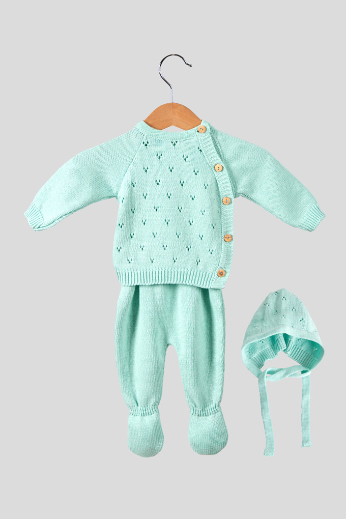 498 3 Pieces Knitted Baby Set