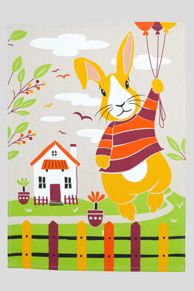 Rabbit Family 1 Printed Twill Kitchen Cloths
