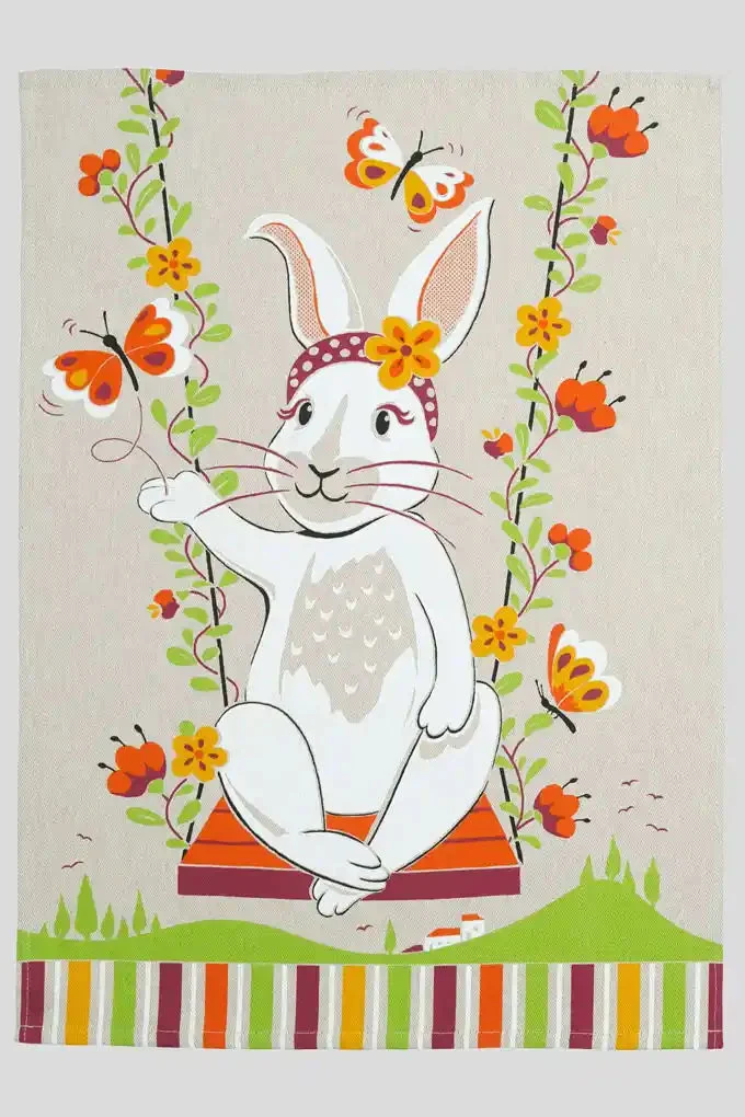 Rabbit Family 2 Printed Twill Kitchen Cloths