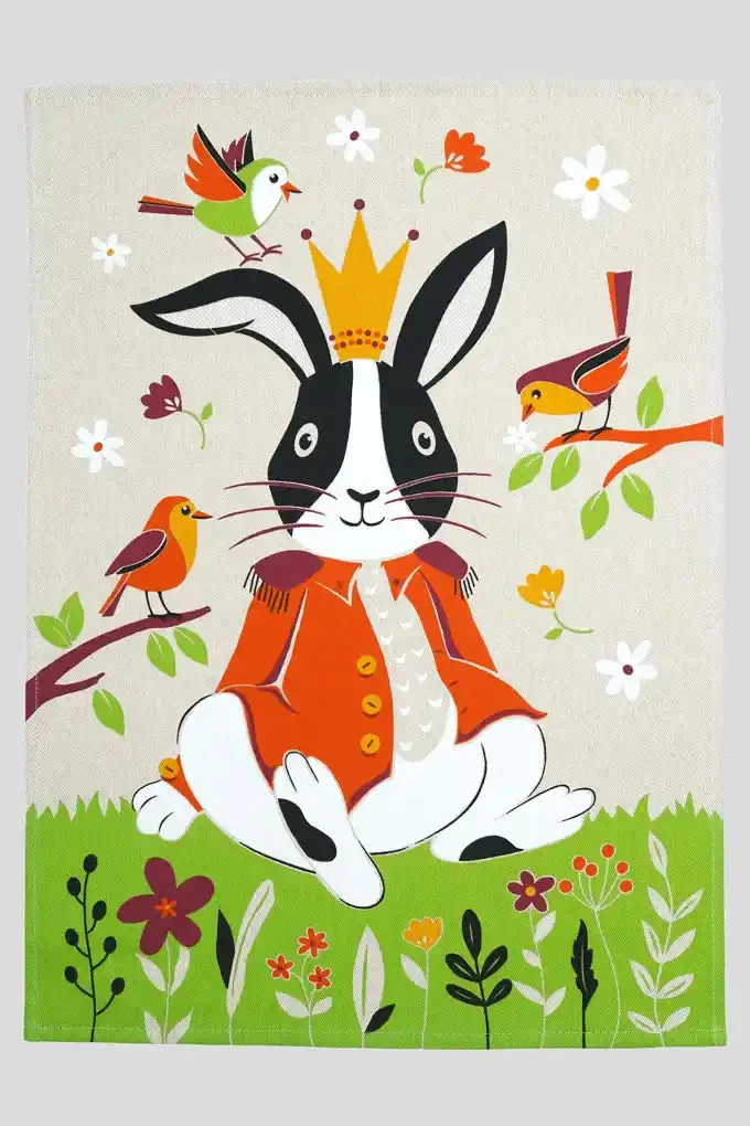 Rabbit Family 6 Printed Twill Kitchen Cloths