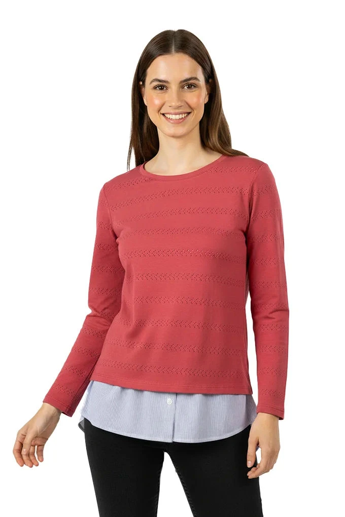 Woman Perforated Sweater w/ Shirt
