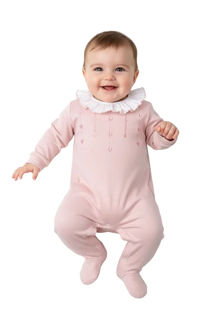 Girl Embroidered Chest Cotton Babygrow