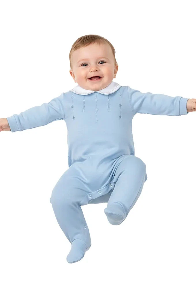 Boy Embroidered Chest Cotton Babygrow