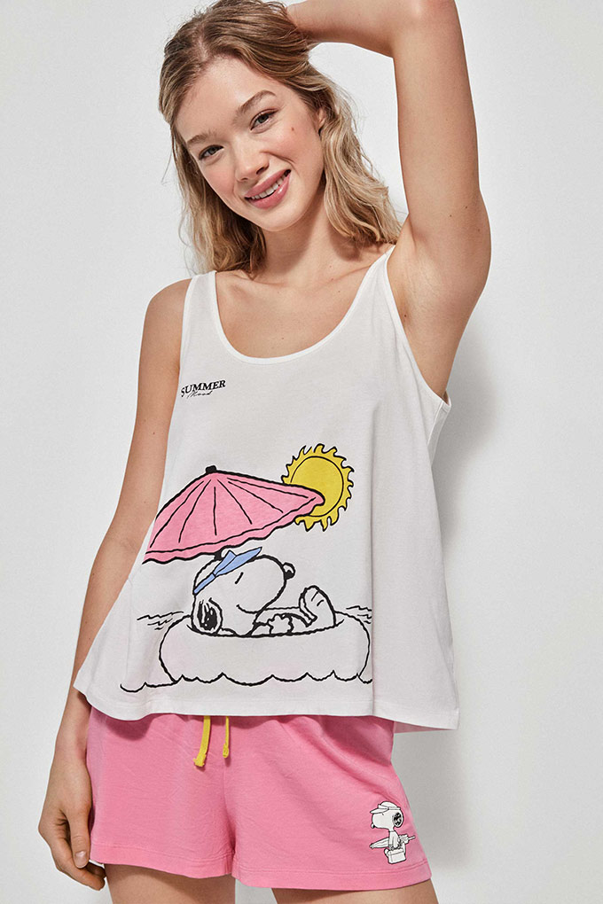 Pijama Estampado Manga Cava Senhora Snoopy