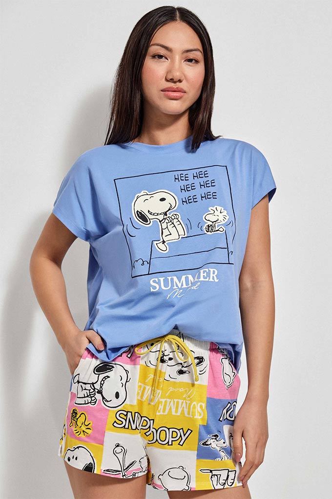 Pijama Estampada Manga Corta Mujer Snoopy Summer