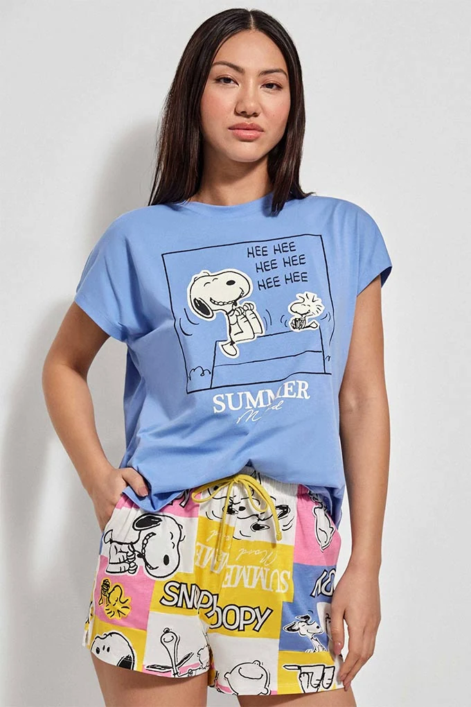 Snoopy Summer Woman Short Sleeve Printed Pyjama Set