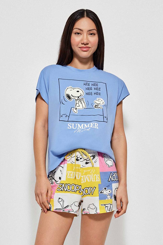 Pijama Estampada Manga Corta Mujer Snoopy Summer