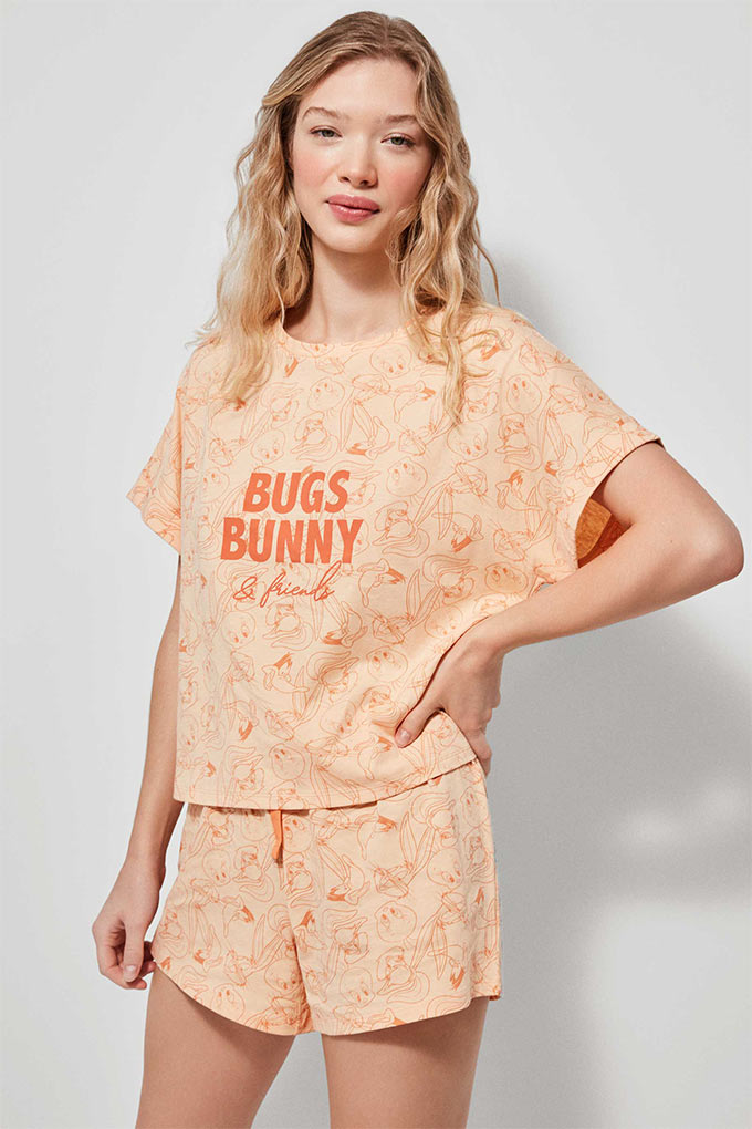 Pijama Estampado Manga Curta Senhora Bugs Bunny