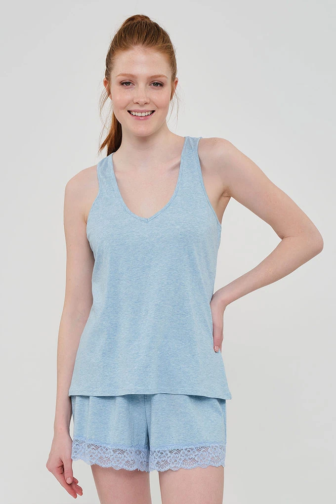 280034 Woman Sleeveless Laced Pyjama Set