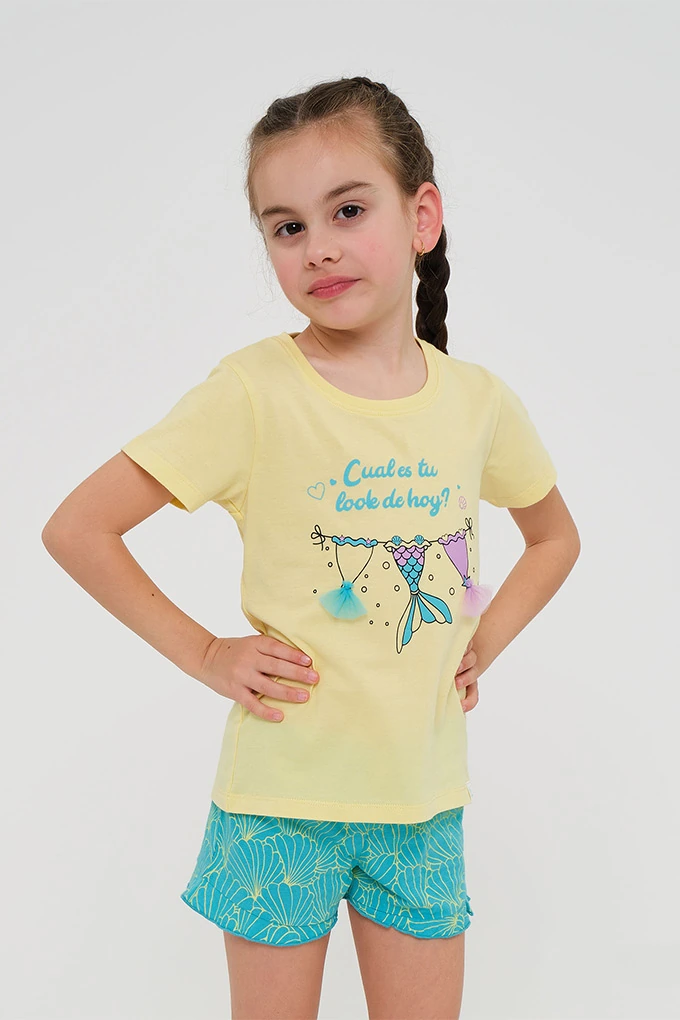 Mermaid Printed Short Sleeve Pyjama Set