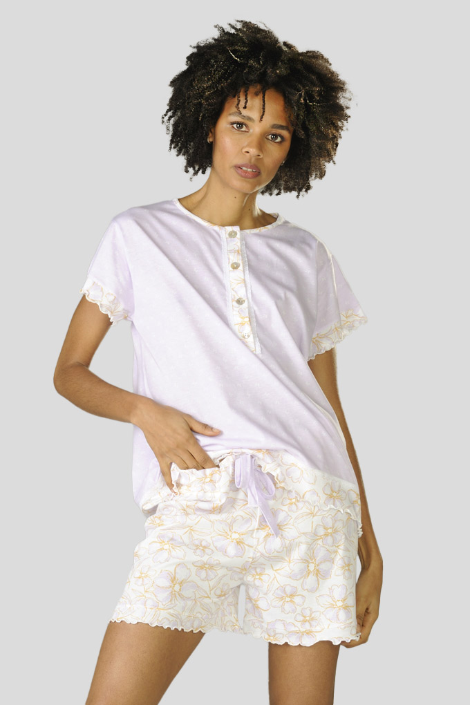 Flowers Woman Printed Short Sleeve Pyjama Set