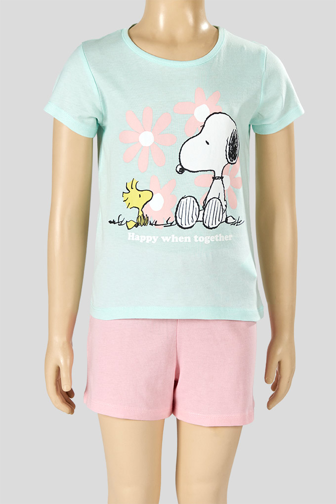 Pijama Estampado Manga Curta Menina Snoopy