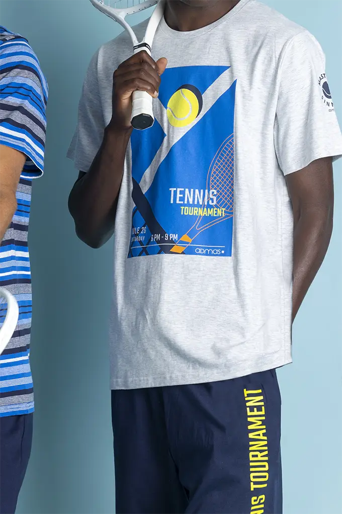 Tennis Man Short Sleeve Printed Pyjama Set