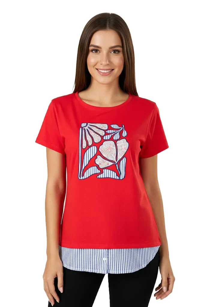 Woman Shirt Finishing Embroidered Tshirt