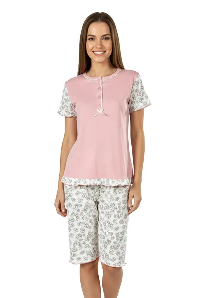 3068 Woman Printed Cropped Pyjama Set