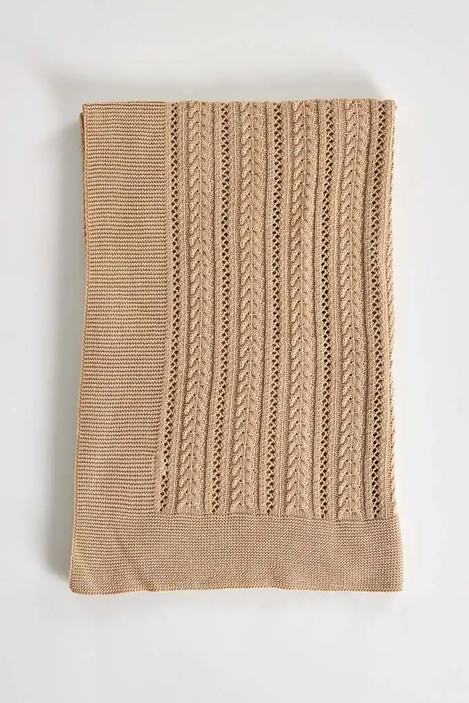 Wheat Knitted Baby Blanket