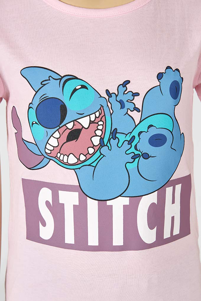 Pijama Estampado Manga Curta Menina Stitch