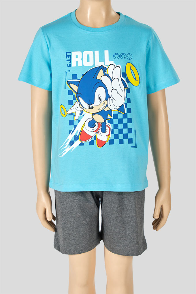 Pijama Estampado Manga Curta Menino Sonic