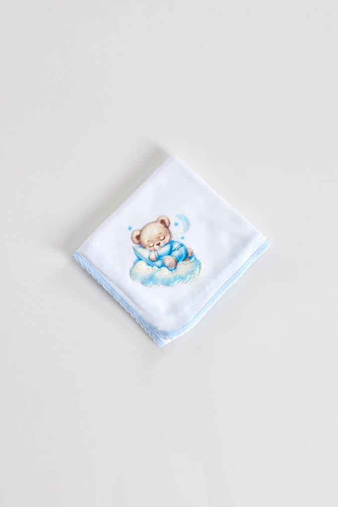 Sleepy Bear Emboridered Burp Cloth