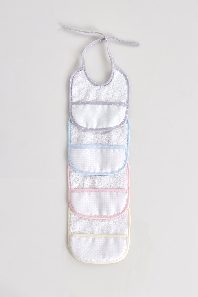 Rectangular Terry Bibs f/ Embroidered