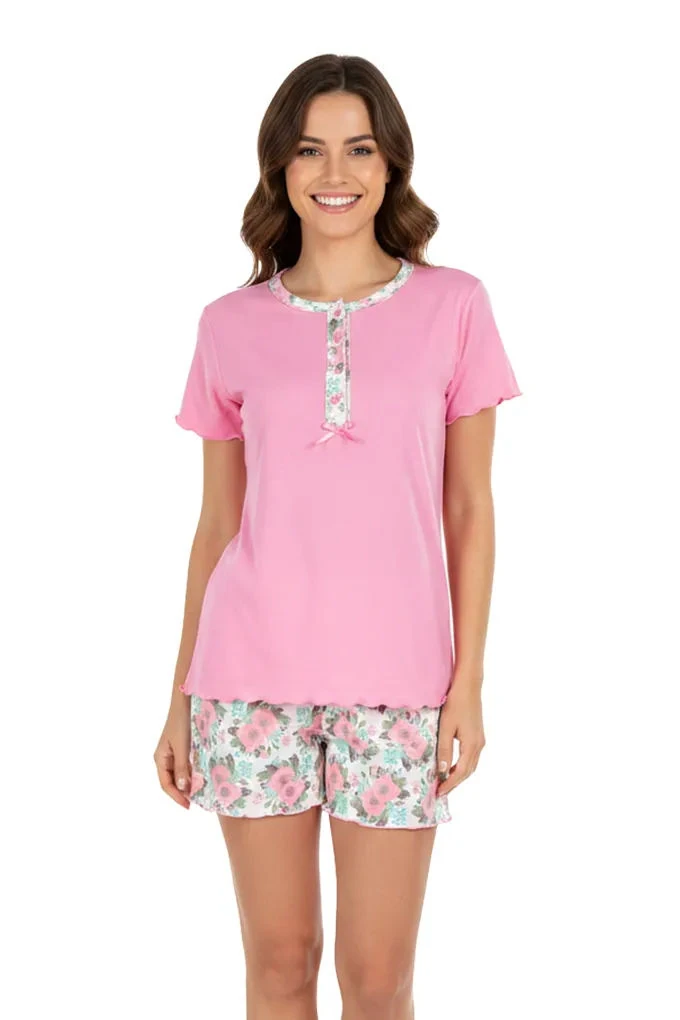 Flowers Woman Printed Short Sleeve Pyjama Set
