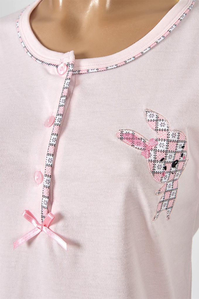 Bunny Woman Embroidered Cropped Pyjama Set