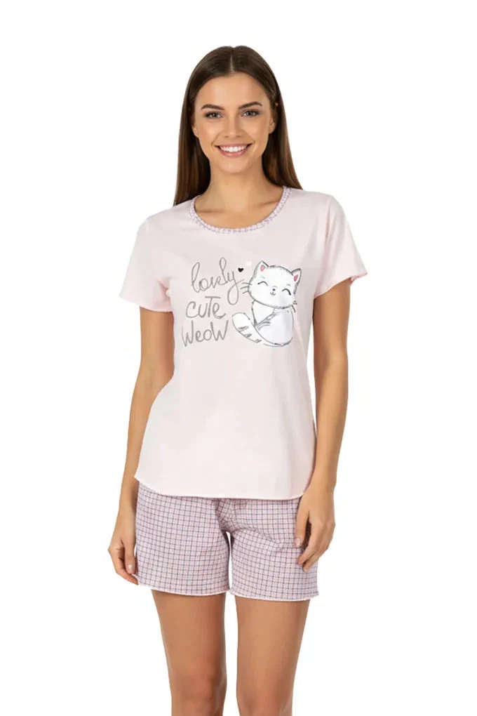 Weow Woman Printed Short Sleeve Pyjama Set