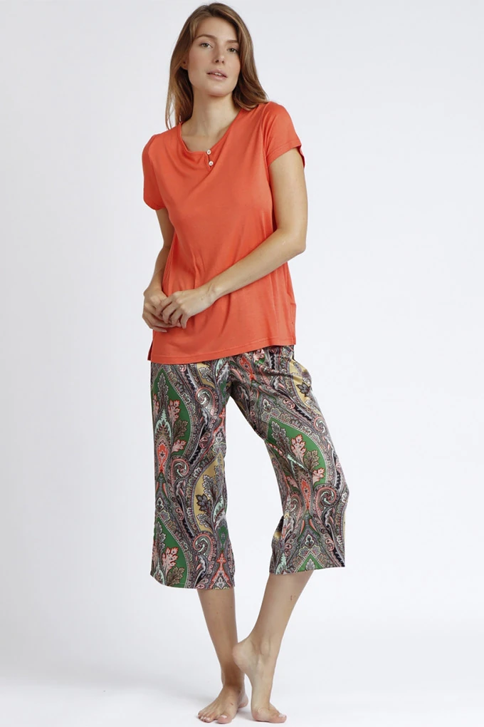 62579 Woman Printed Short Sleeve Pyjama Set