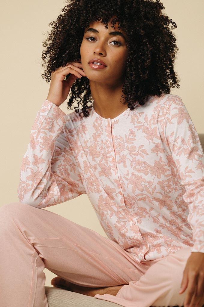 62572 Woman Printed Jacket Pyjama Set