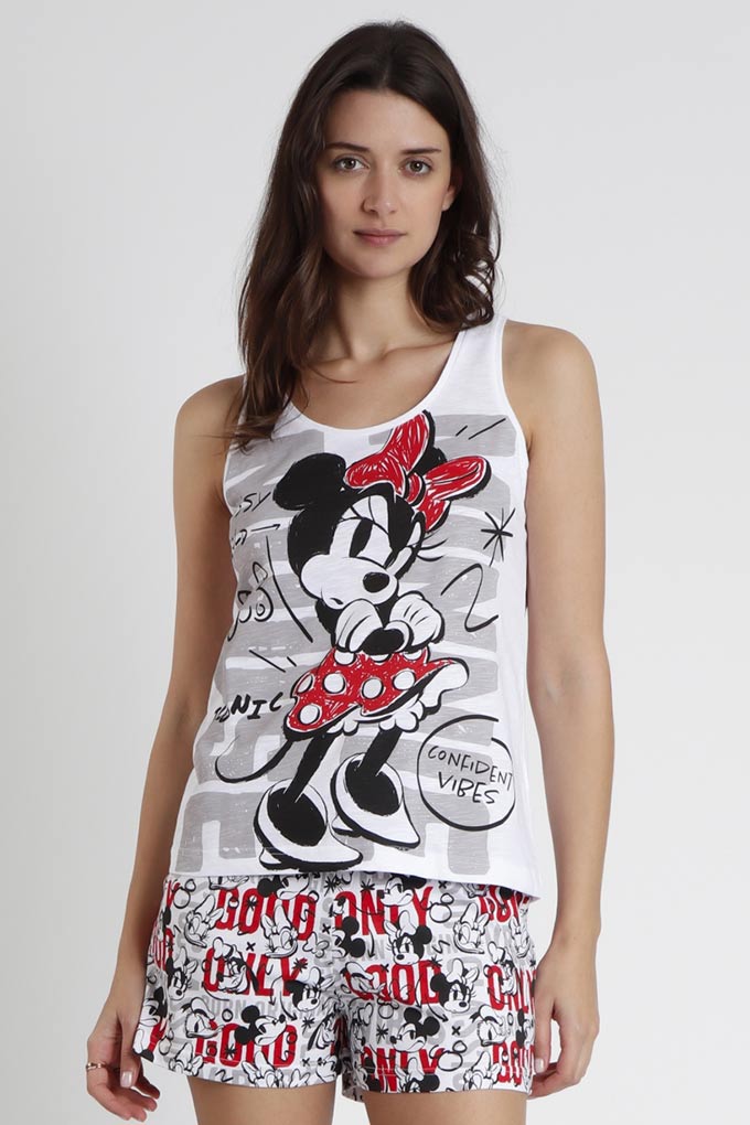 Minnie Woman Printed Sleeveless Pyjama Set