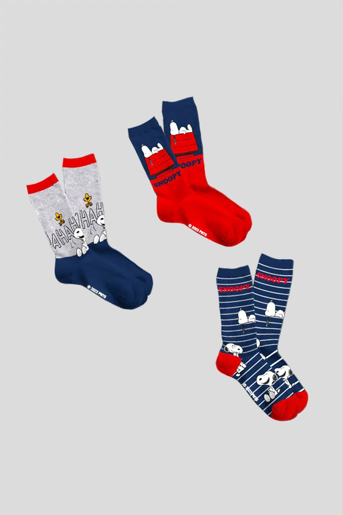 Snoopy Classic Adult Printed Socks Pack 3