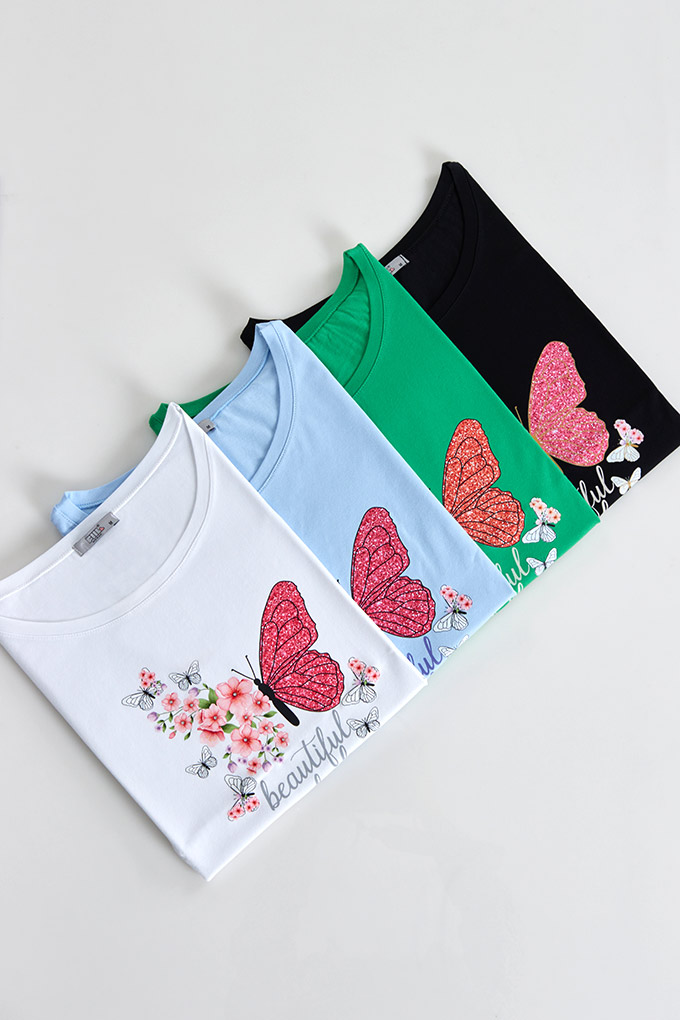 Butterfly Woman Printed Tshirt