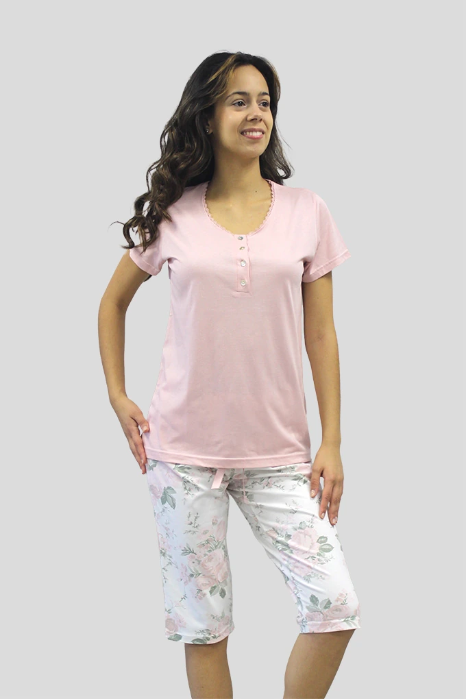 MS1537 Woman Printed Cropped Pyjama Set