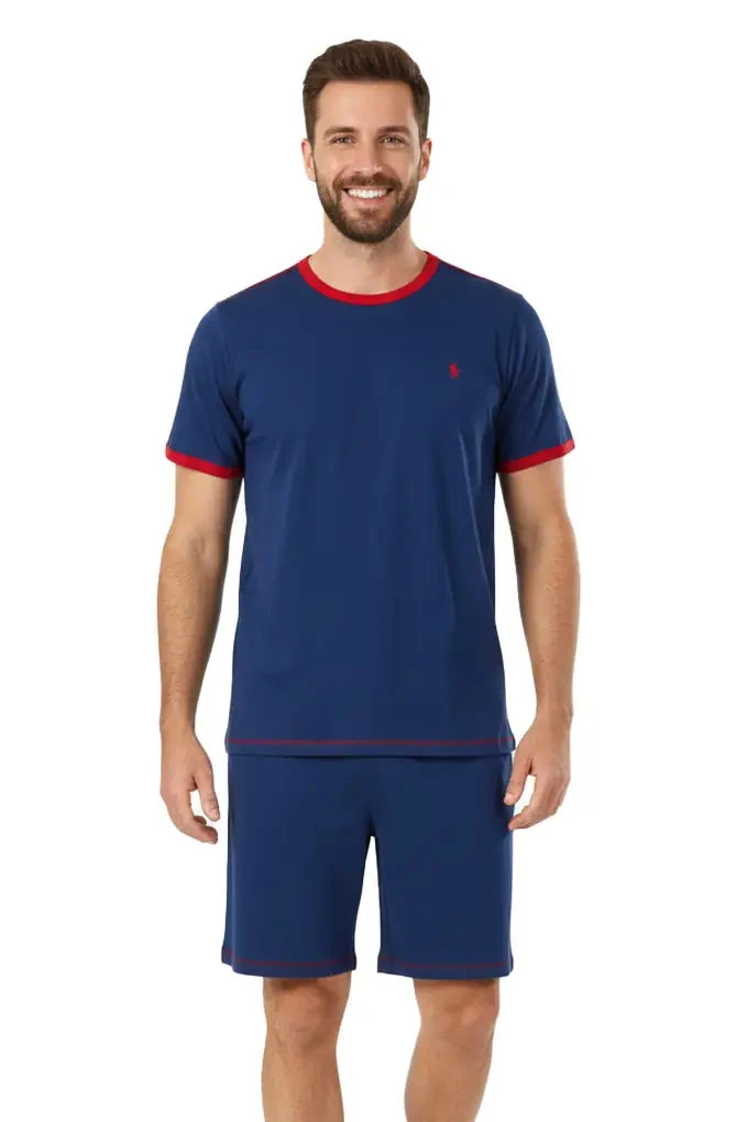 28001 Man Short Sleeve Embroidered Pyjama Set