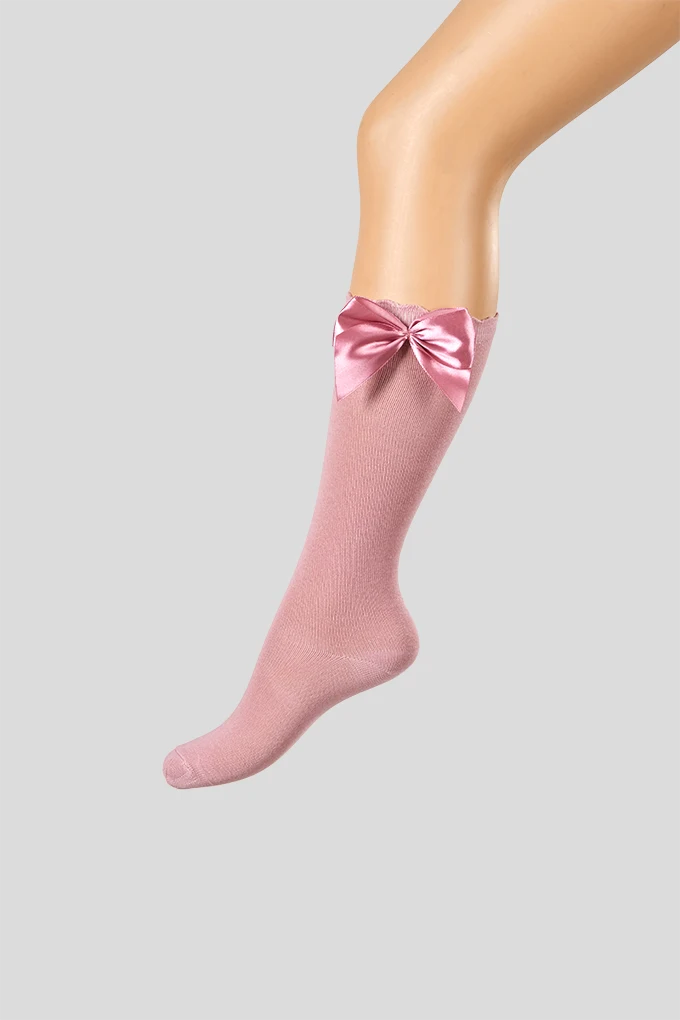 Child High Socks w/ Satin Bow