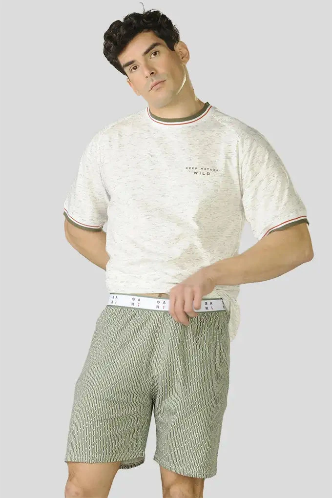 2308 Man Short Sleeve Printed Pyjama Set