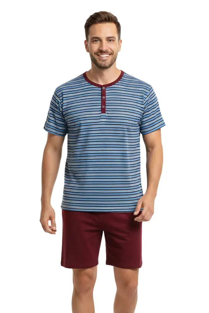Stripes Man Short Sleeve Printed Pyjama Set