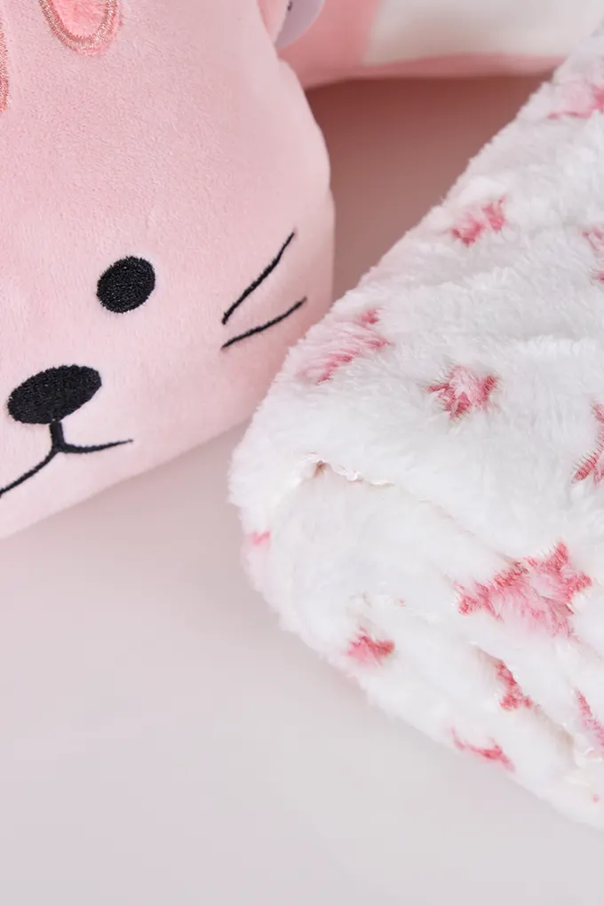 Kitten Pillow Teddy + Blanket Set